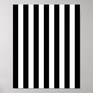 Póster Rayas Verticales Banda Negra Y Blanca
