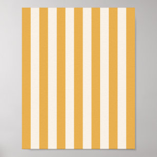 Póster Rayas Verticales Mostaza Amarillo Y Rayas Blancas