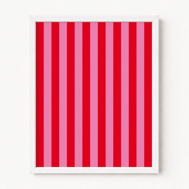 Póster Rayas verticales rojas y rosadas (Red and Pink Vertical Stripes Poster)