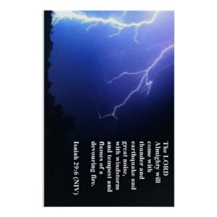 Póster Rayo atraviesa el cielo nocturno con cita