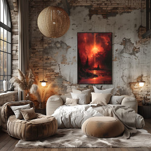 Póster Rayo Celestial Ardiente: Atardecer Surrealista.