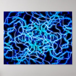 Póster Rayo de bobina azul de neón eléctrico Tesla
