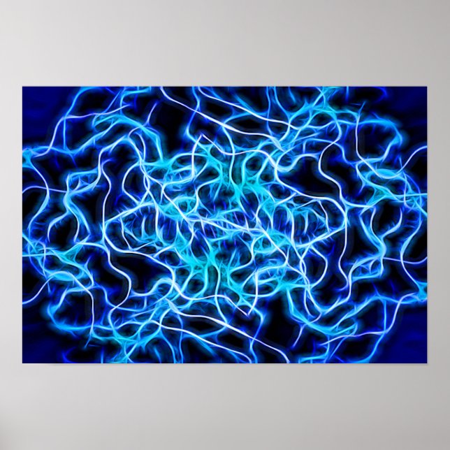 Póster Rayo de bobina azul de neón eléctrico Tesla (Frente)