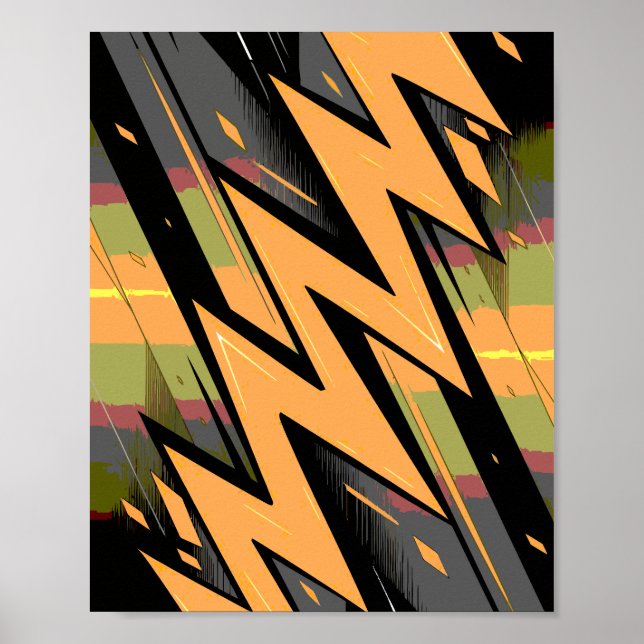 Póster Rayo dinámico en fondo oscuro (Frente)