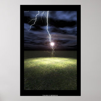 Póster Rayo golpea un árbol