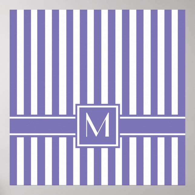 Póster Rayo morado moderno con monograma (Frente)
