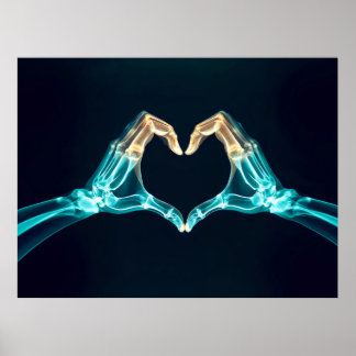 Póster Rayo X de dos manos en forma de corazón - Anatómic