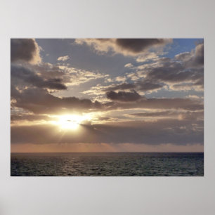 Póster Rayos de amanecer sobre el Océano II
