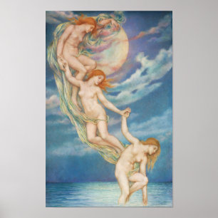 Póster Rayos de Luna Hundiéndose en el Mar Evelyn De Mo