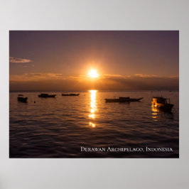 Póster Rayos de puesta de sol de Sunbeam Barcos flotantes