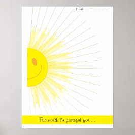 Póster Rayos de sol de gratitud mensual mindfulness