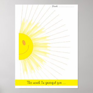 Póster Rayos de sol de gratitud mensual mindfulness