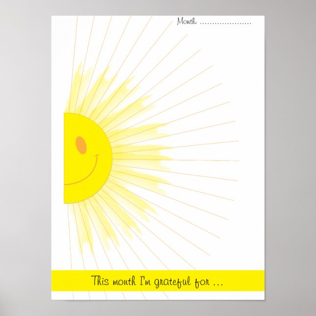 Póster Rayos de sol de gratitud mensual mindfulness (Frente)