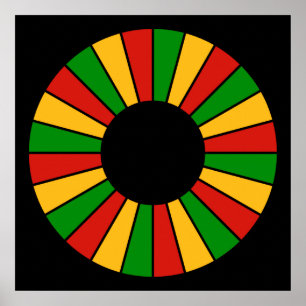 Póster RAYOS DEL BOTÓN DE LA BANDERA DE RASTAFARI + su