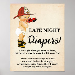 Póster Rayos nocturnos de caza Firefighter Baby Shower