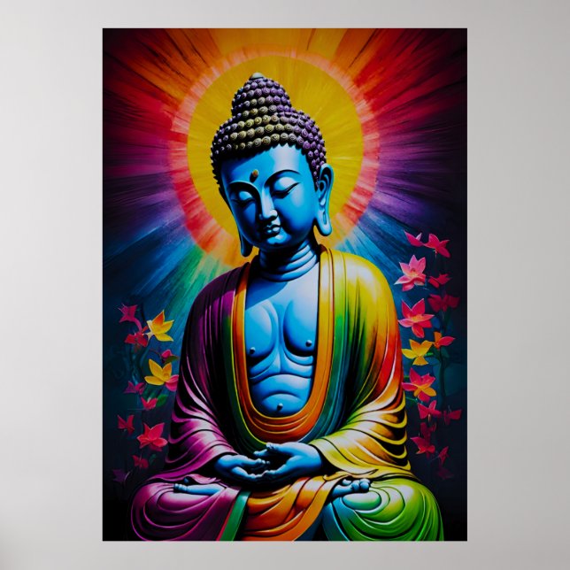 Póster Rayos sagrados de paz de Buda (Frente)