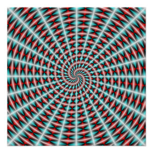 Póster Rayos y espiral tejida en azul y rojo