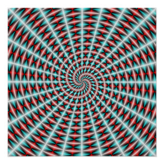 Póster Rayos y espiral tejida en azul y rojo