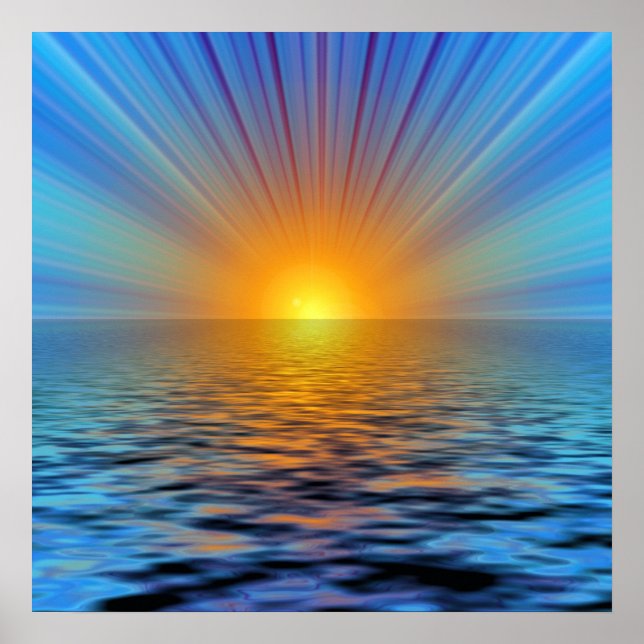 Póster rays-687316 DIGITAL SUNRISE OCEAN RIPPLES BACKGRO (Frente)