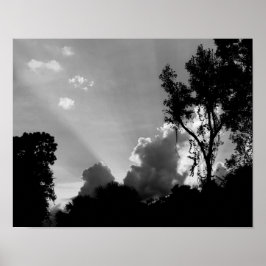 Póster Rays Sun de B&W al atardecer - Sky Photo