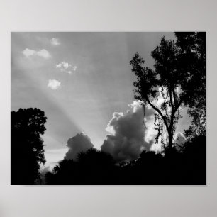 Póster Rays Sun de B&W al atardecer - Sky Photo