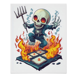 Póster Rayuela del Infierno � Cráneo de Demonio Divertido