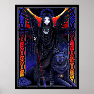 Póster Rayvnwolf Magical Wolf Guardian Angel Poster