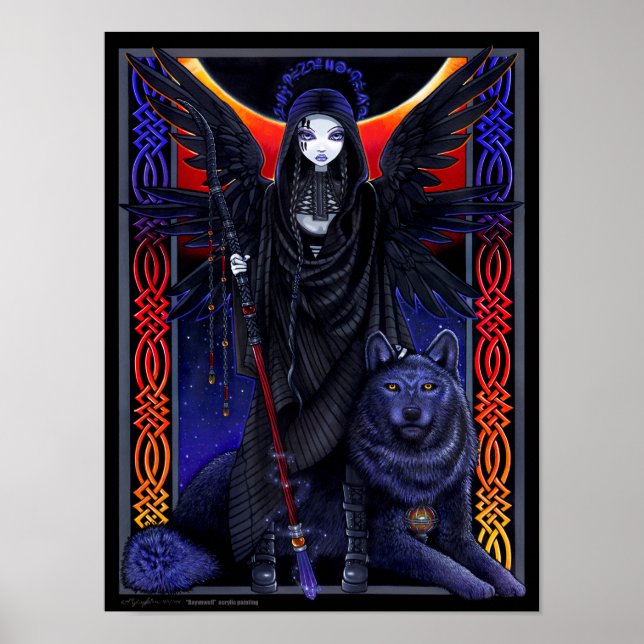 Póster Rayvnwolf Magical Wolf Guardian Angel Poster (Frente)