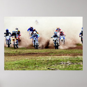 Póster Raza polvorienta del motocrós