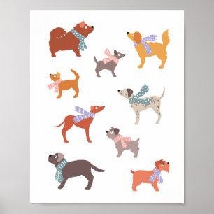 Póster Razas de perro con pañuelos - perros lindos niños