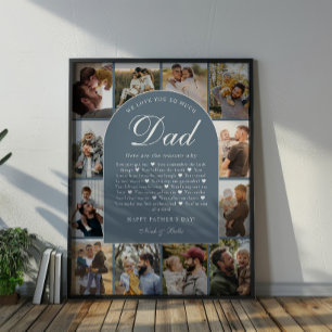 Póster Razones Azules por las que te Amamos Papá Collage 