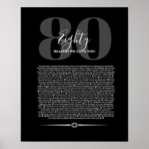 Póster Razones por las que amamos sobre ti 90,80 70, 60,