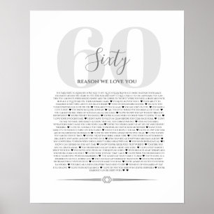 Póster Razones por las que amamos sobre ti 90,80 70, 60, 