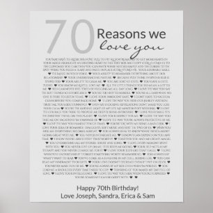 Póster Razones por las que nos encanta tu poster 70, 60, 