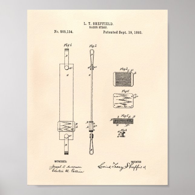 Póster Razor Strop 1893 Patent Art Old Peper (Frente)