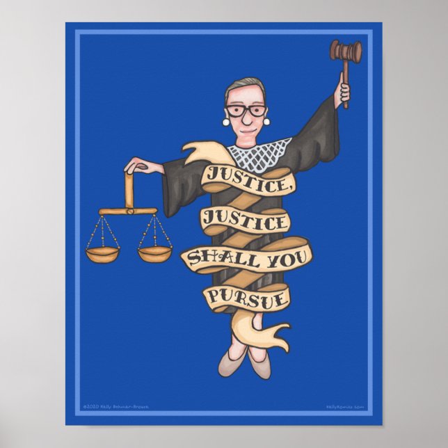 Póster RBG "Justicia, justicia debe perseguir" 11" x 14" (Frente)
