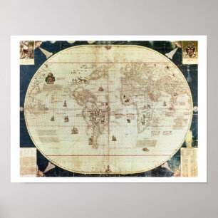 Póster Rc C 2487 Mapa del mundo, diseñado por Sebastien
