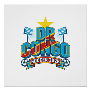 Póster RD Congo Fútbol 2026 Fútbol Negrita Tipografía Paí