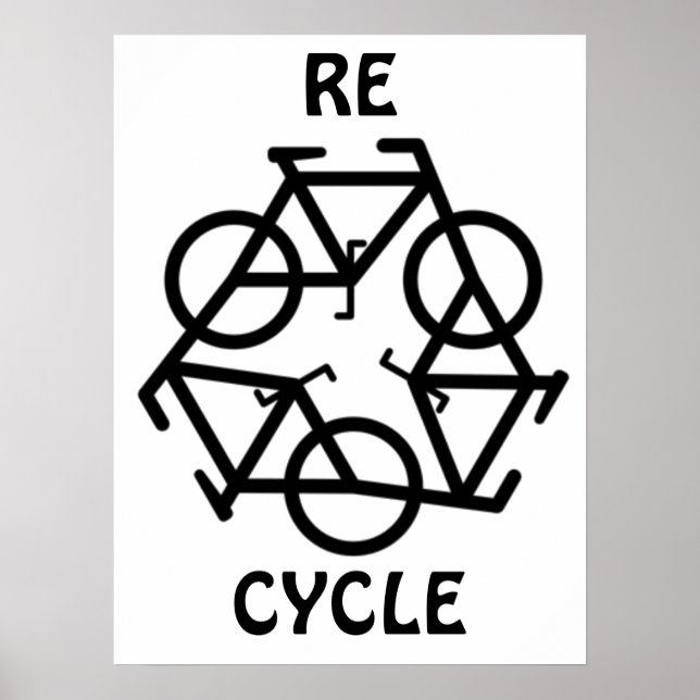 Póster RE CYCLE Reciclar Símbolo de bicicleta (Frente)