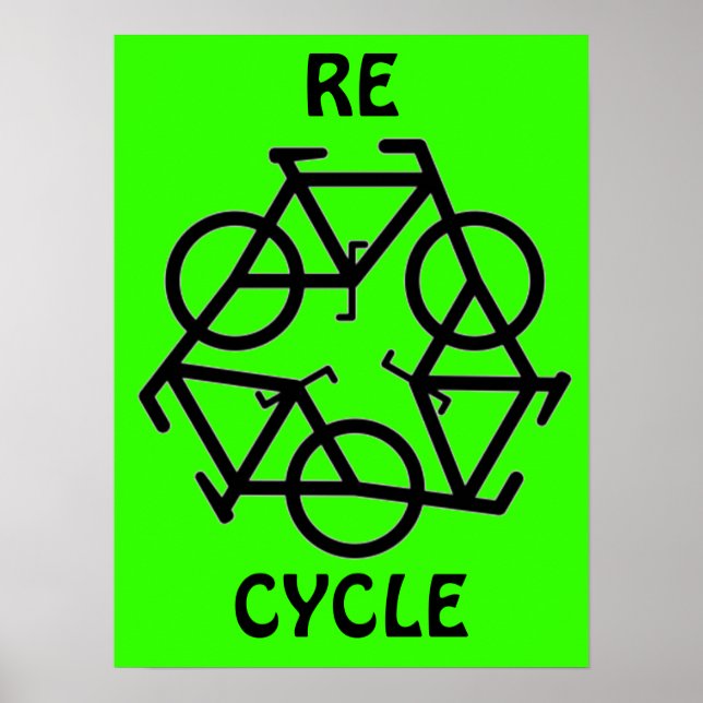 Póster RE CYCLE Reciclar Símbolo de bicicleta (Frente)