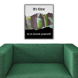 Póster Re-inventar motivaciones en blanco y negro