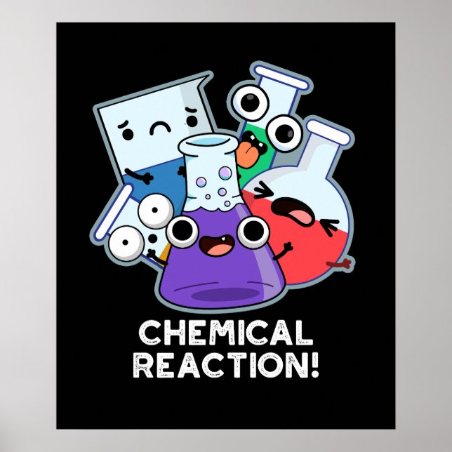 Póster Reacción química Graciosa Química Pun Dark BG (Frente)