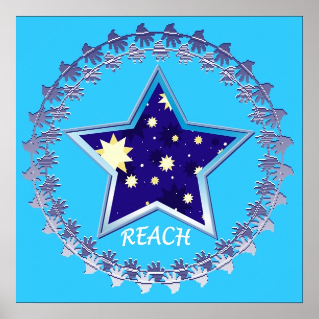 Póster "Reach for the Stars" Motivational Poster (Frente)