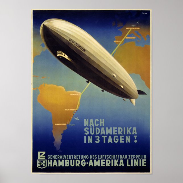 Póster Reactivado el afiche de la vendimia de Graf Zeppel (Frente)