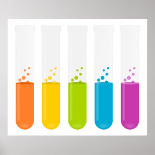 Póster reactivos de los tubos de ensayo test-155769 quími