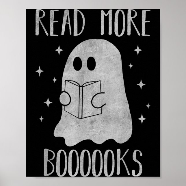 Póster Read More Boooooks Funny Cute Halloween Ghost Read (Frente)