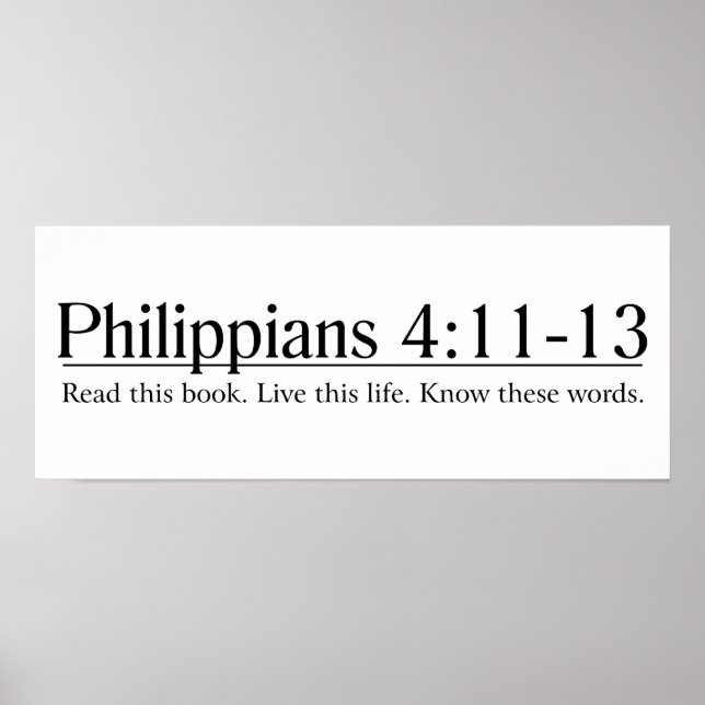 Póster Read the Bible Philippians 4:11-13 (Frente)