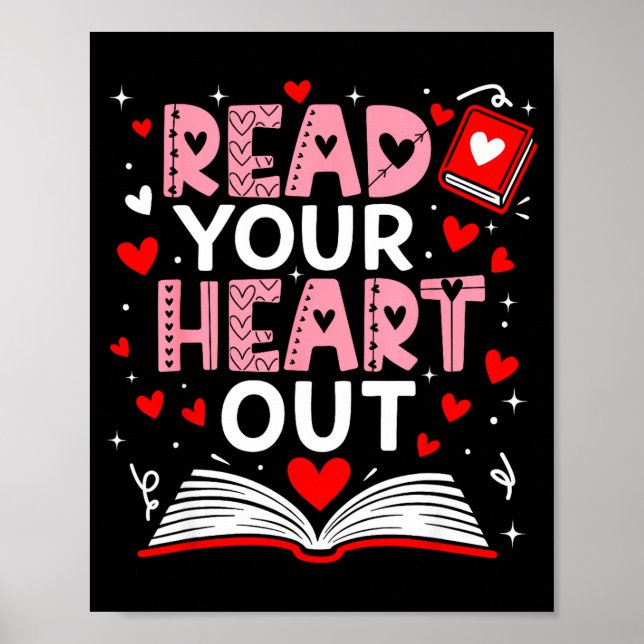Póster Read Your Heart Out Valentine Reading Book Girl Ki (Frente)