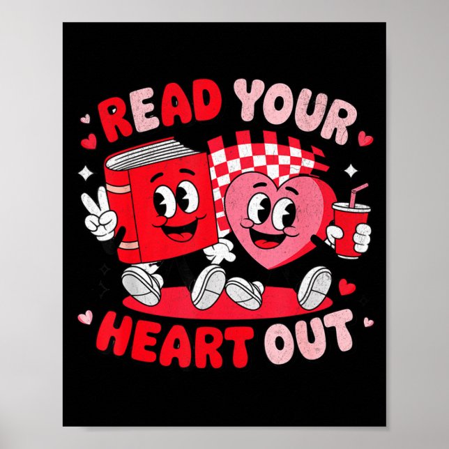 Póster Read Your Heart Out Valentine's Day Retro Teacher  (Frente)