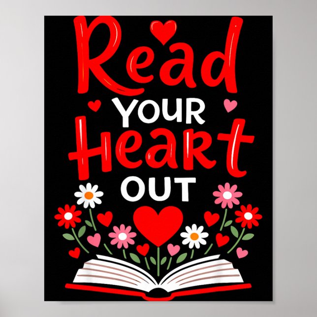 Póster Read Your Heart Valentine Reading Book Girls Flowe (Frente)